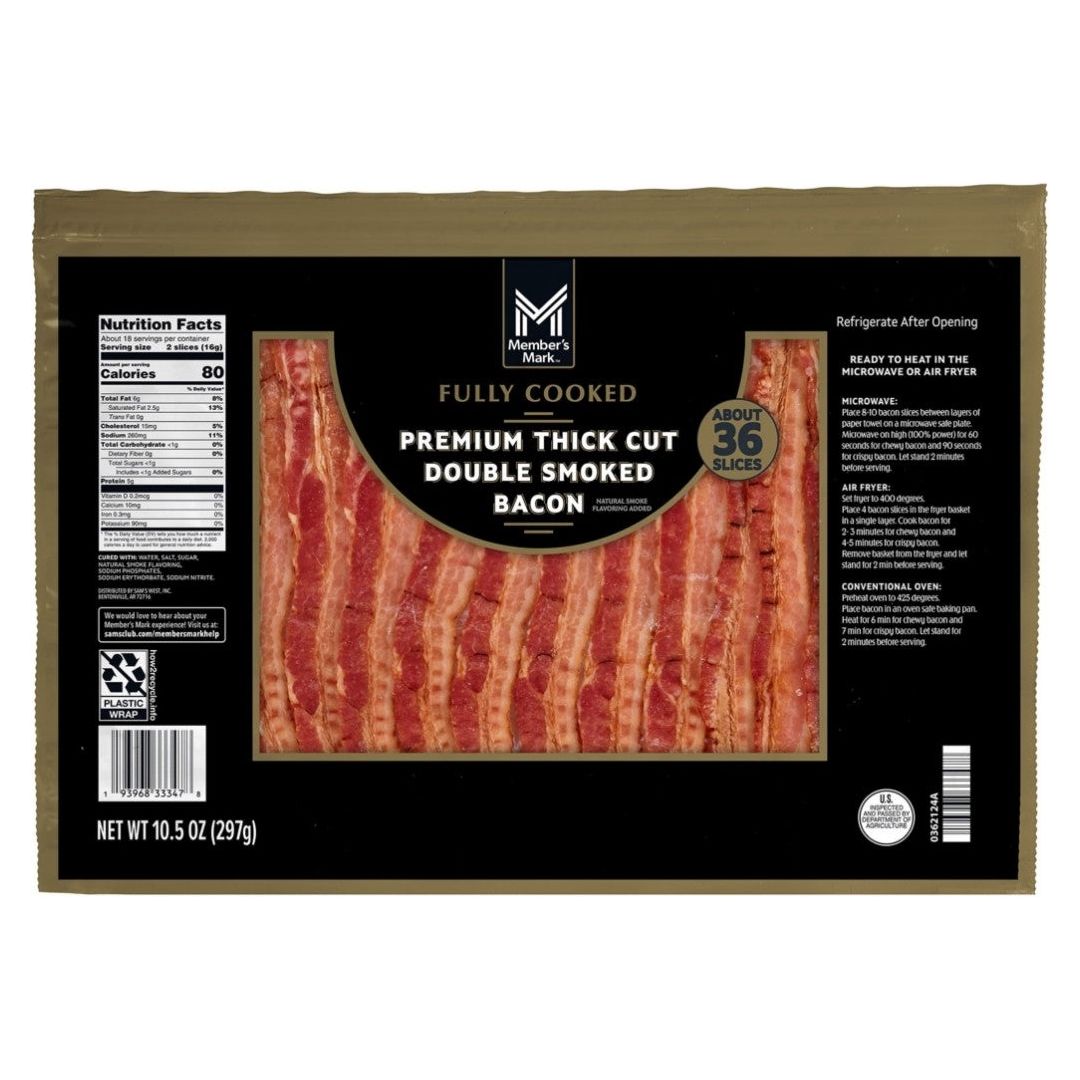 Member's Mark Cooked Thick Cut Bacon, 36 Ct