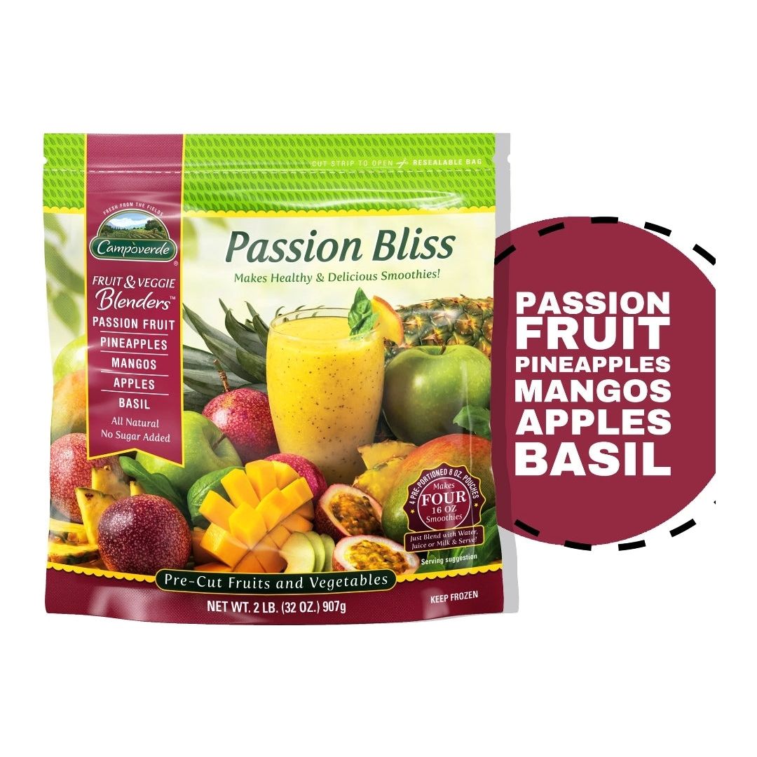 Campoverde Frozen Fruit & Veggie Smoothie 4pk Passion Bliss 32 oz bag