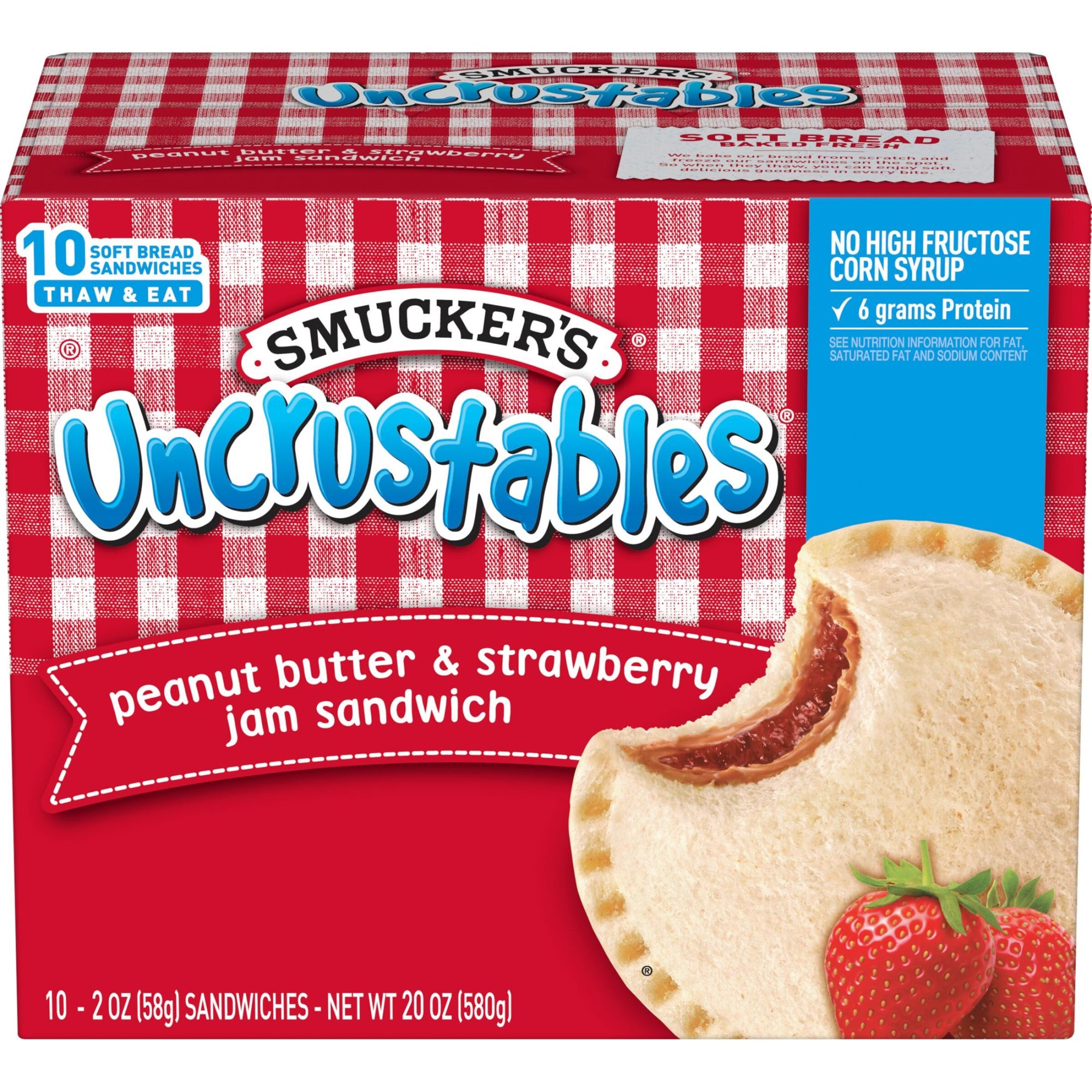 Uncrustables Peanut Butter & Strawberry Jam Sandwich, 10 Ct