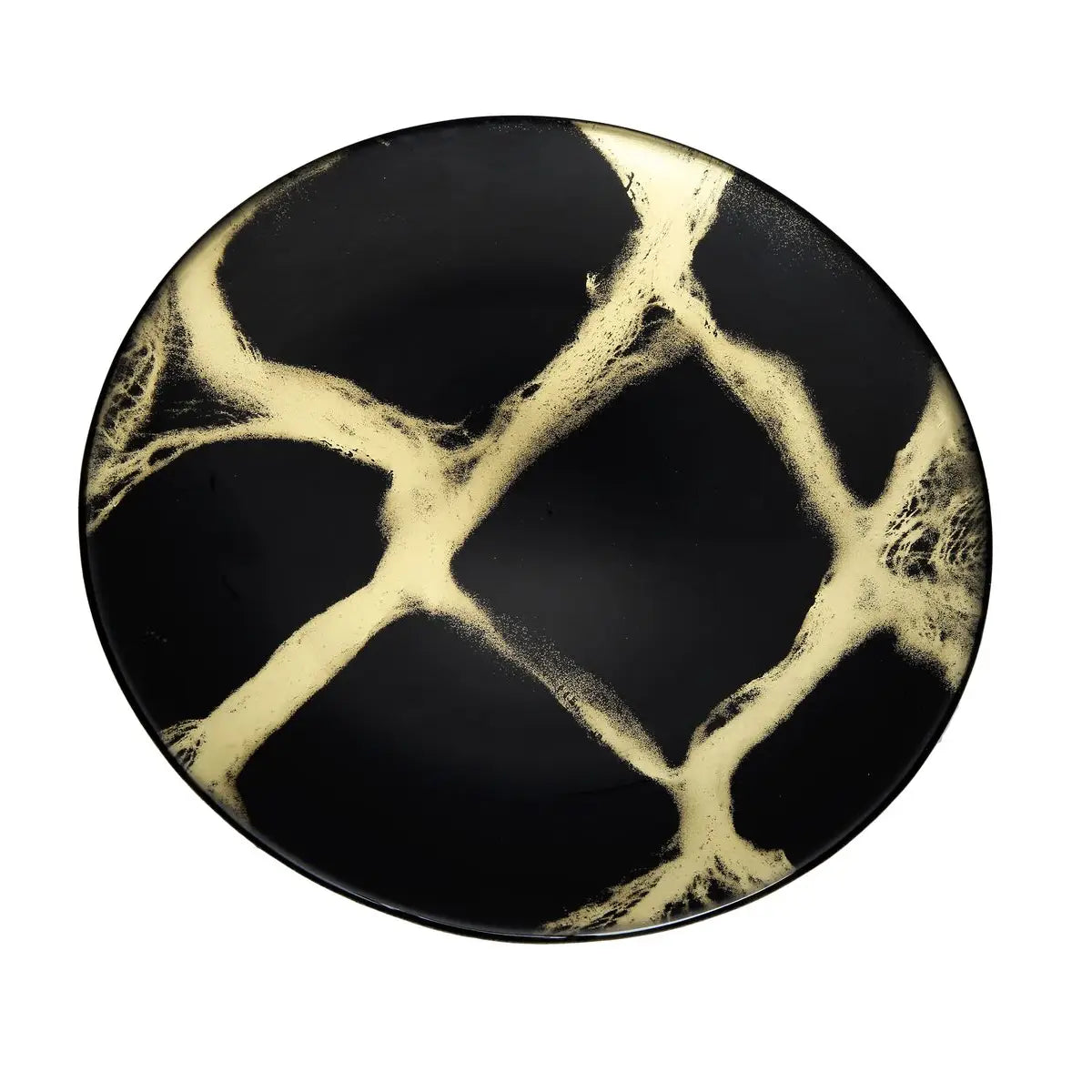 8.25" Black and Gold Marbleized Plate