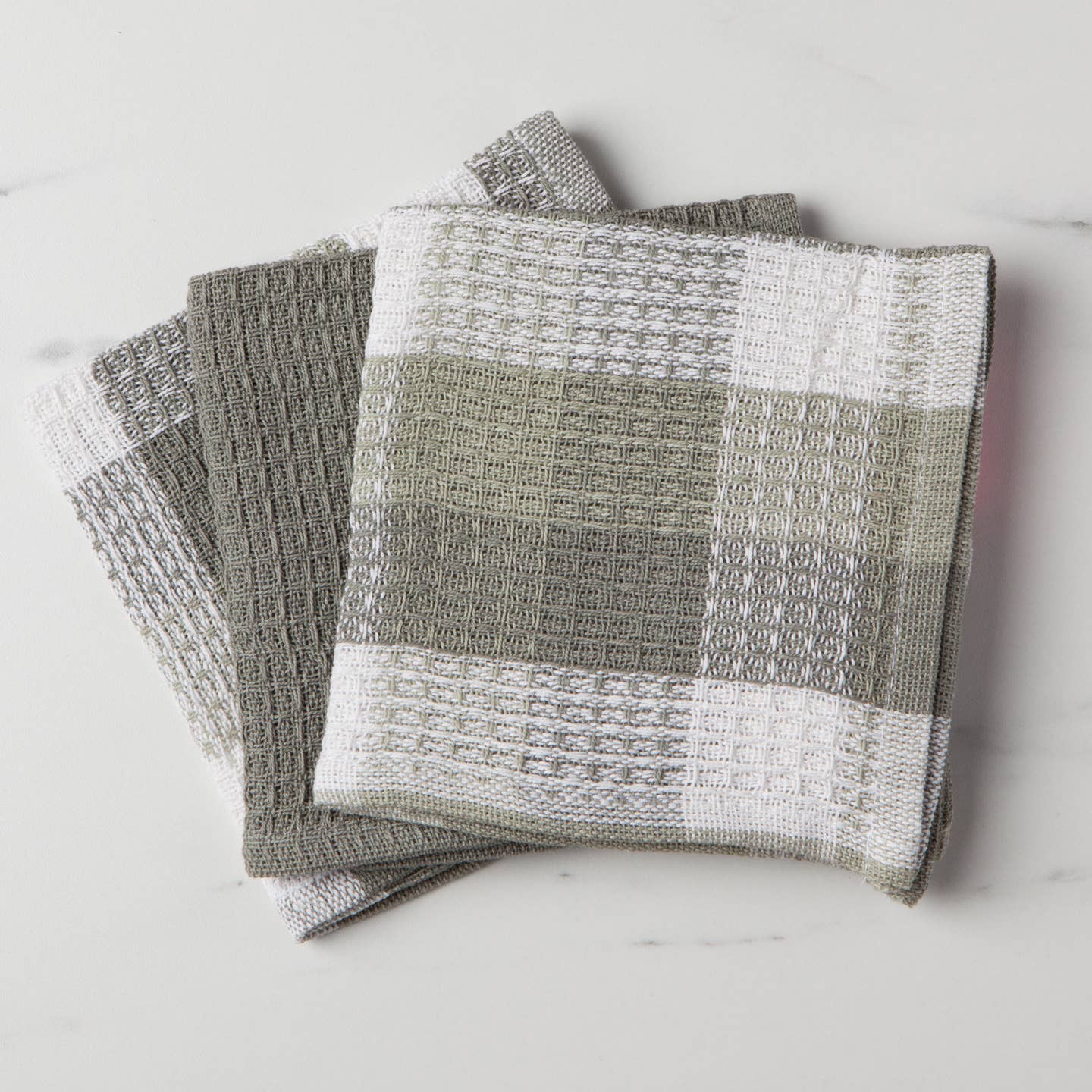 Check London Gray Waffle Dishcloths Set of 3