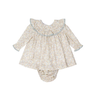 The Oaks Apparel Layla Tan Floral Baby Bloomer Set | 9M