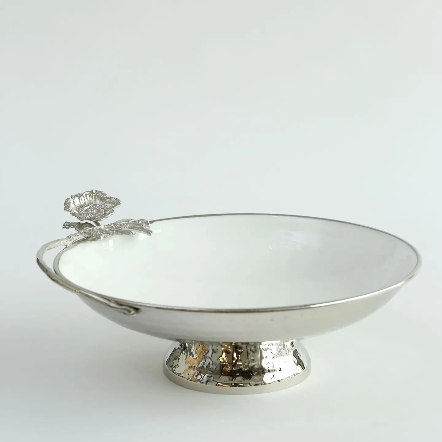 White Bowl with Silver Flower Detail