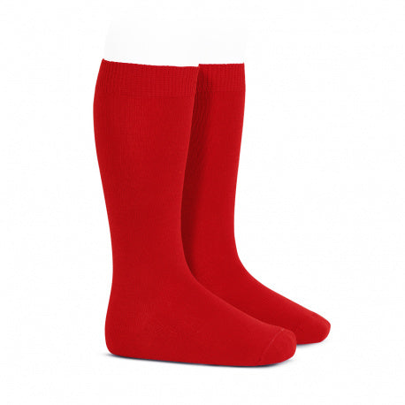 Condor, Flat Knit Knee Socks, Red