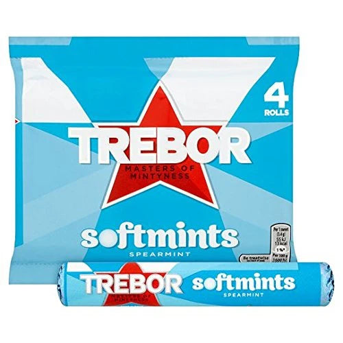 £☆£ Trebor Spearmint Soft Mint Rolls, 41.3g, 4 Pk