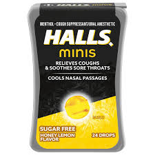 Halls Sugar Free Honey Lemon Mini Cough Drops, 24 Ct