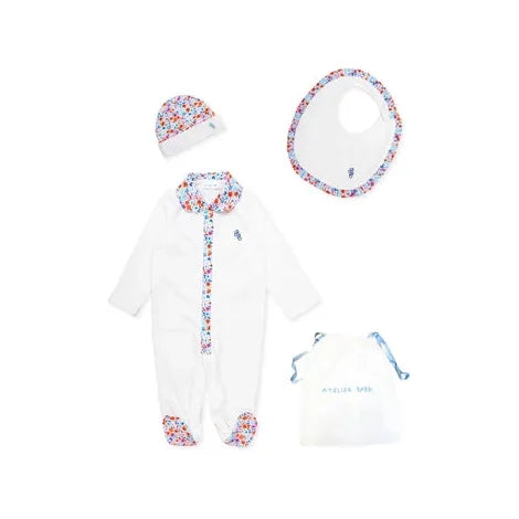 Atelier Babbi 3-Piece Newborn Set - Tiny Flowers / Red | 0-3 M