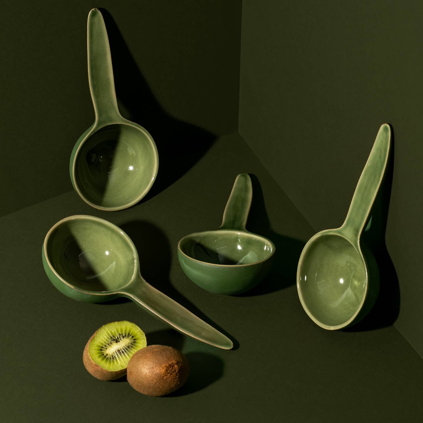 Stoneware Bowl Spoon Shape | Dadasi Green