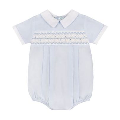 Feltman Brothers  Boys Wave Smocked Romper Blue / 9M