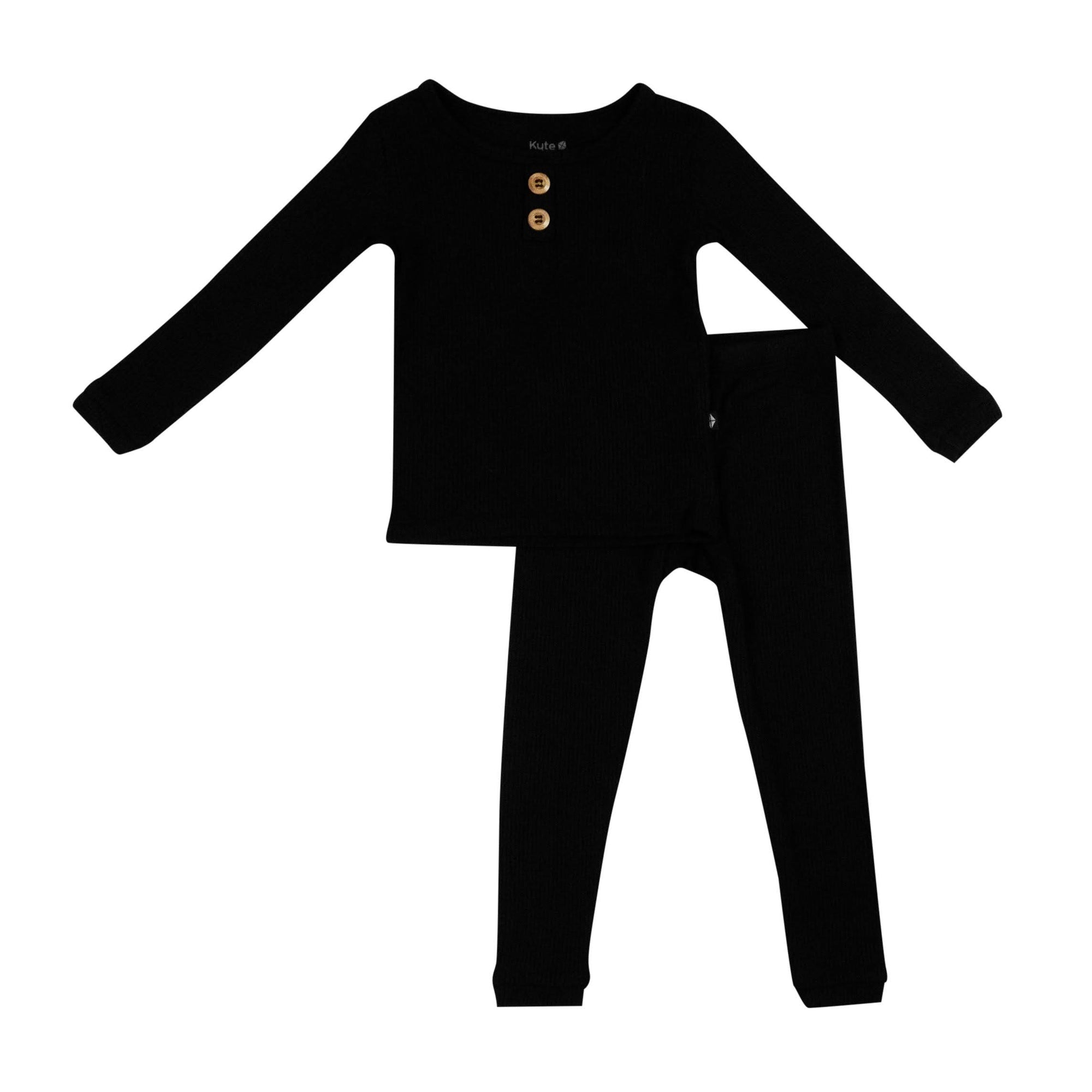 Kyte Baby Ribbed Henley Set in Midnight / 3T