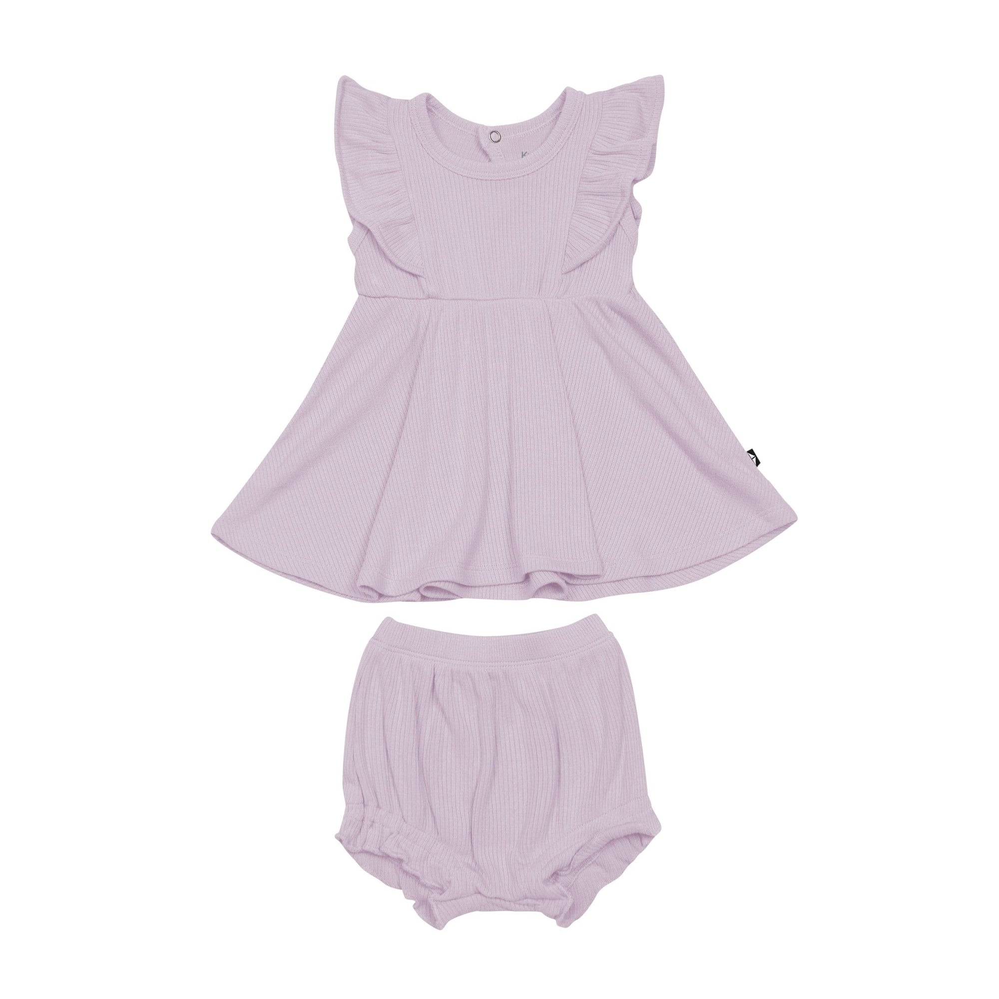 Kyte Baby Ribbed Peplum Dress Set in Wisteria / 4T