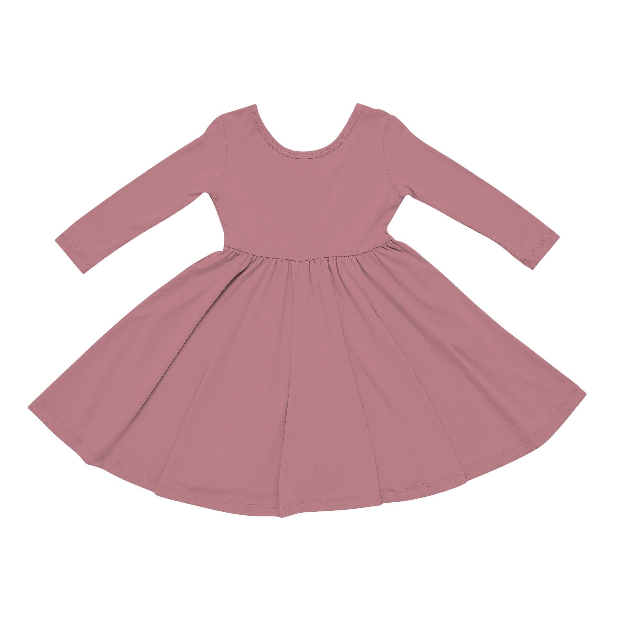 Kyte Baby Long Sleeve Twirl Dress in Dusty Rose / 4T