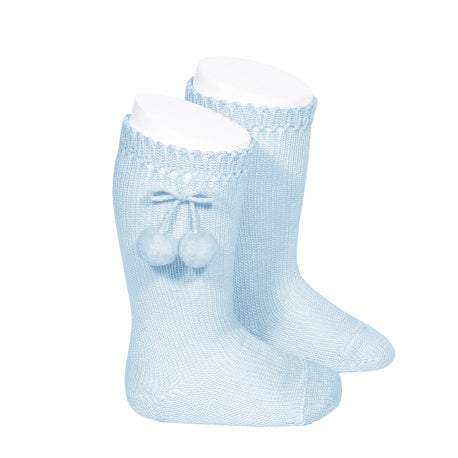 Pom Pom Socks - Light Blue / 3