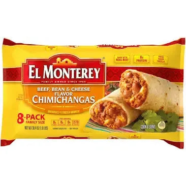 El Monterey Beef, Bean and Cheese flavor Chimichangas, 32 Oz