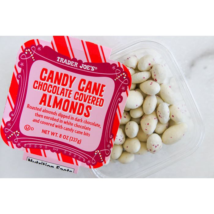 Candy Cane Chocolate Covered Almonds, 8 Oz