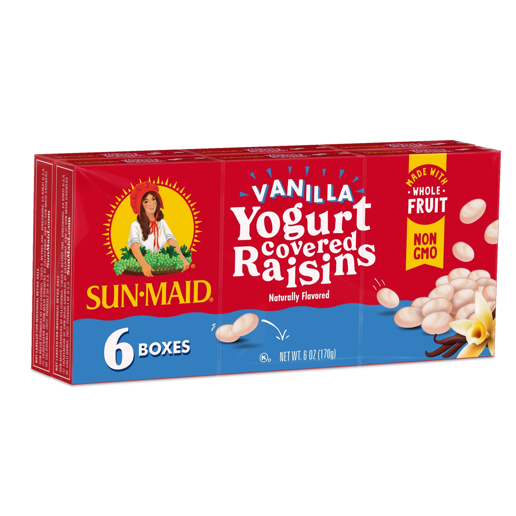 Sun-Maid Vanilla Yogurt Raisins Snack Boxes, 6 Ct