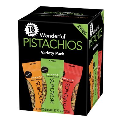 Wonderful Pistachios No Shells Variety Pack, 0.75 Oz, 18 Ct