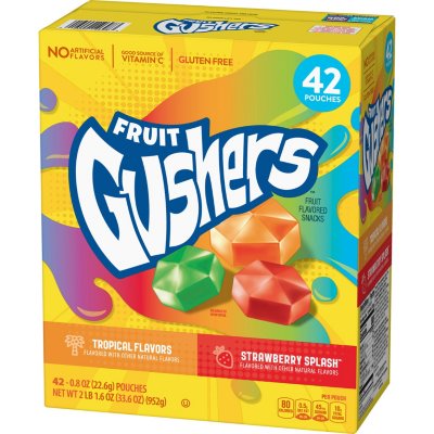 Gushers Strawberry Splash and Tropical Flavors, 0.8 Oz, 42 Ct