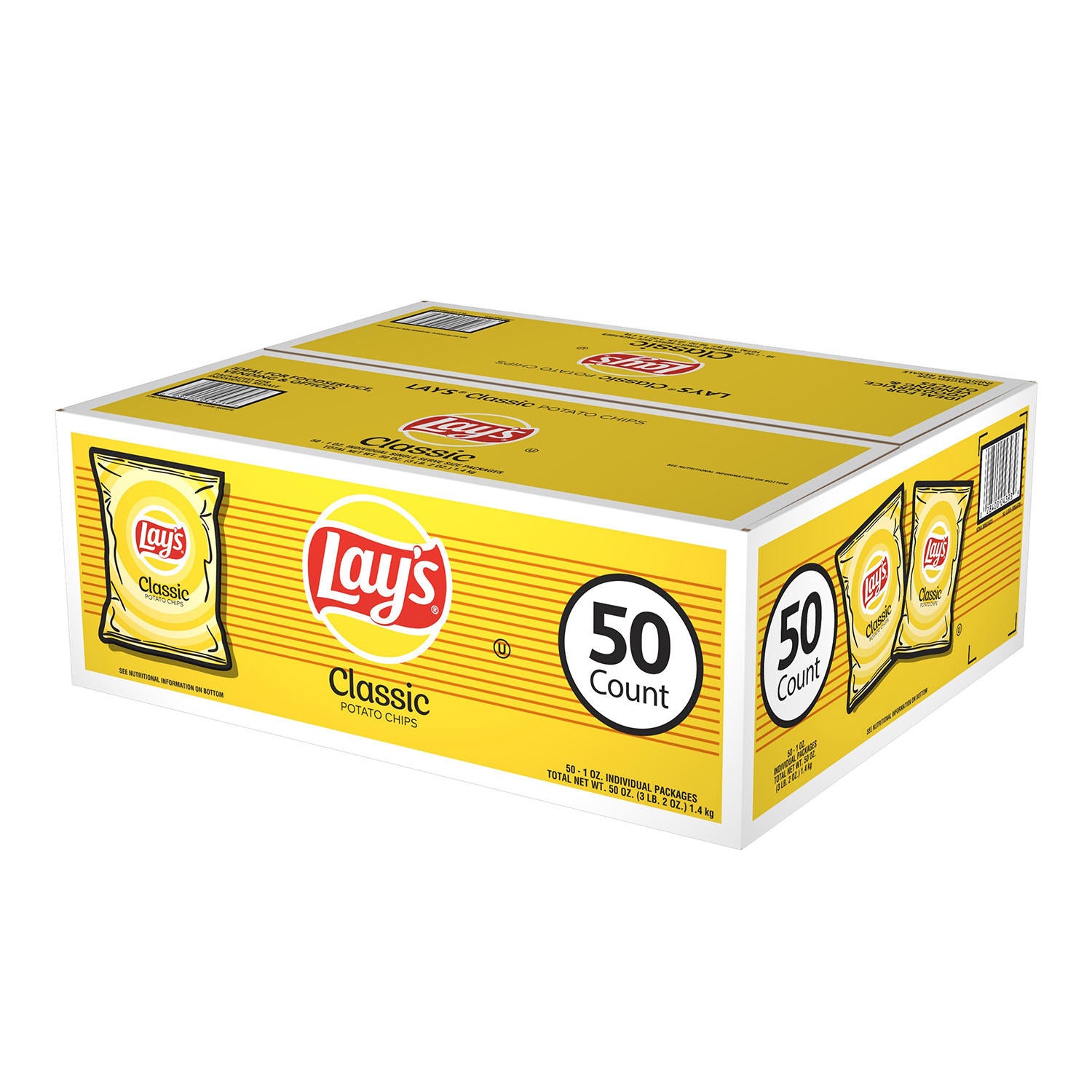 Lays Classic Single Size Chips, 50 Ct