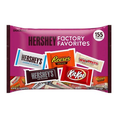 Hershey Factory Favorites Chocolate and Creme Assortment Snack Size Candy, 68.7 Oz, 155 Ct