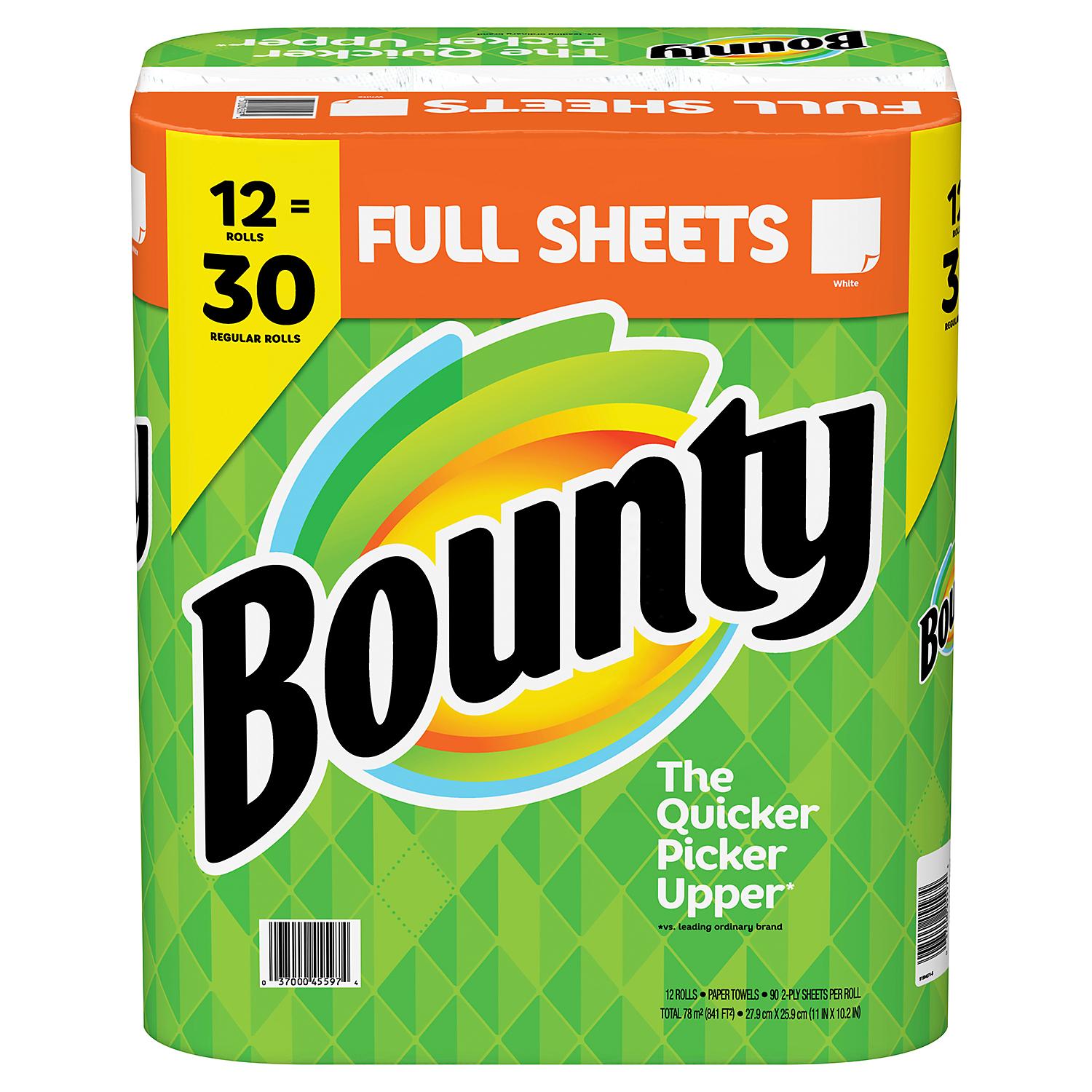 Bounty White Paper Towels Full Sheet, 12 Ct, 1 Case
