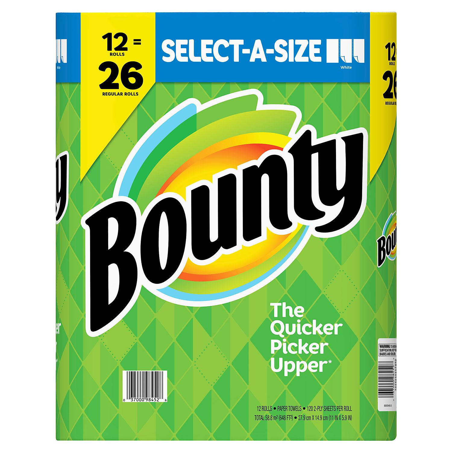 Bounty Select-A-Size White Paper Towels, 12 Rolls, 1 Case
