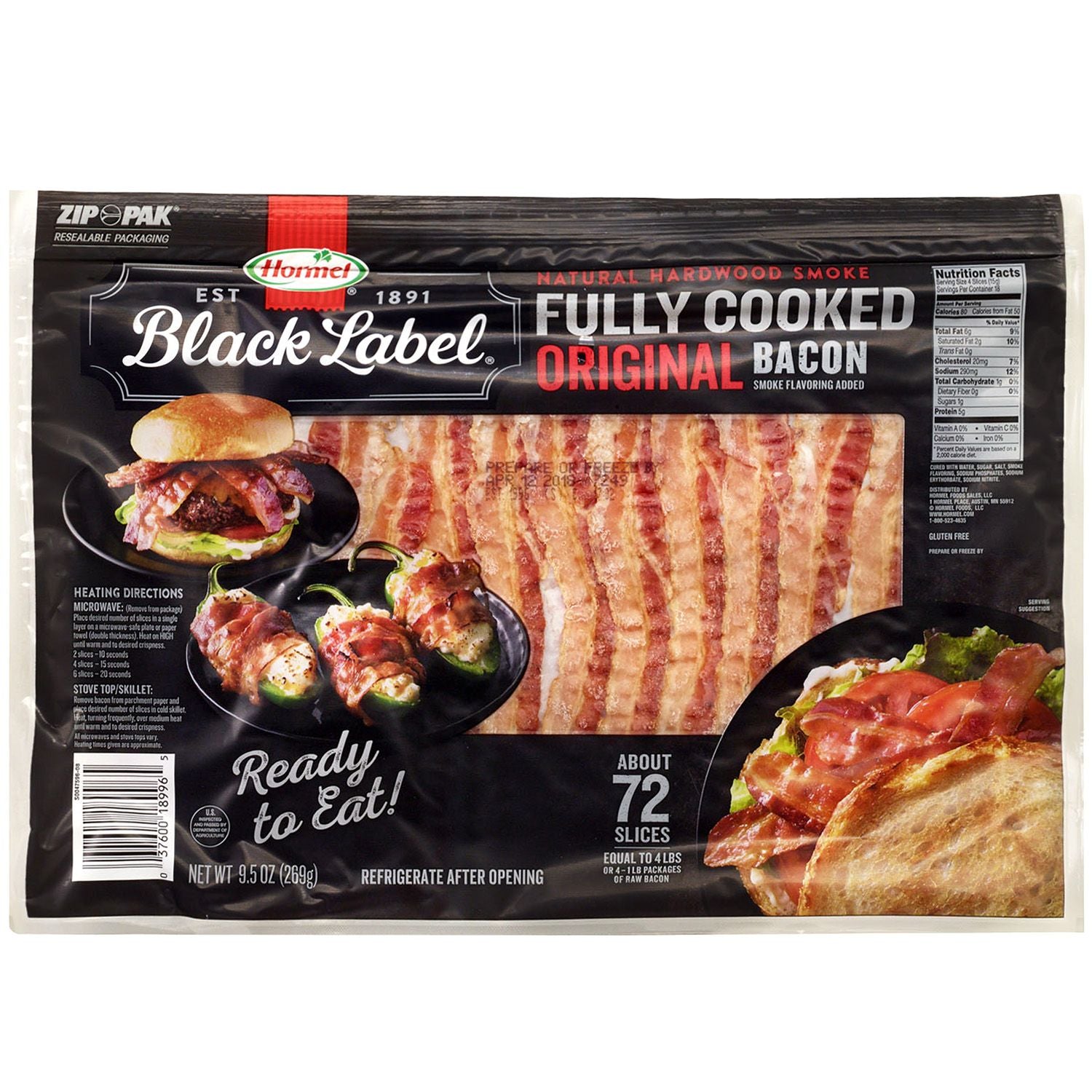 Hormel Cooked Bacon, 72 Ct