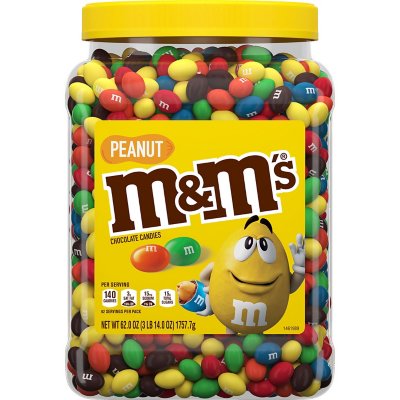 M&M'S Peanut Milk Chocolate Candy Bulk Jar, 62 Oz