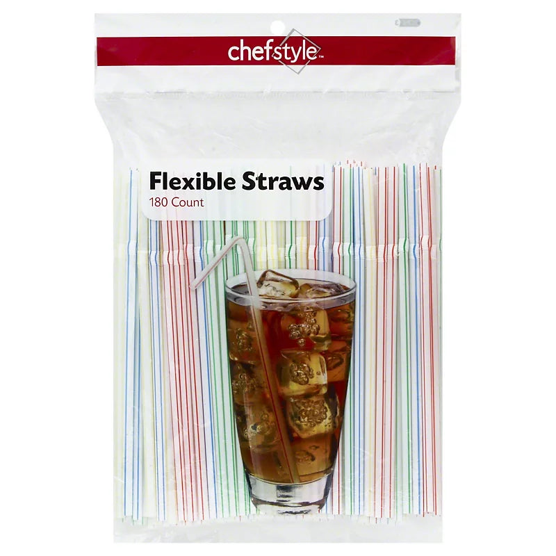 Chef Style Flexible Straws, 180 Ct