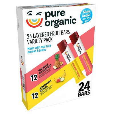 Pure Organic Layered Fruit Bars, Variety Pack, 0.63 Oz, 24 Ct