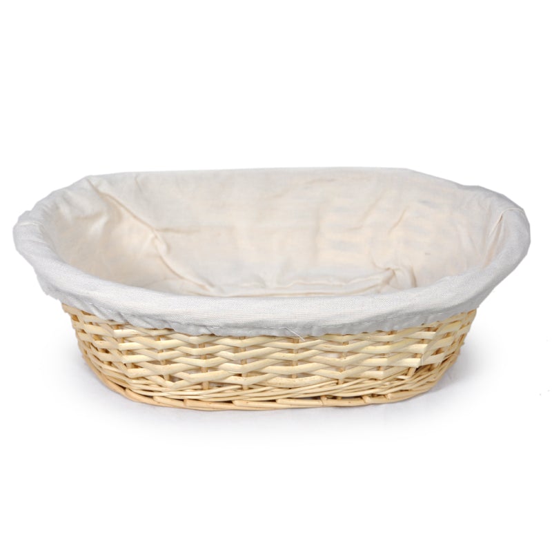 Oval Basket With Cloth Liner Large Natural