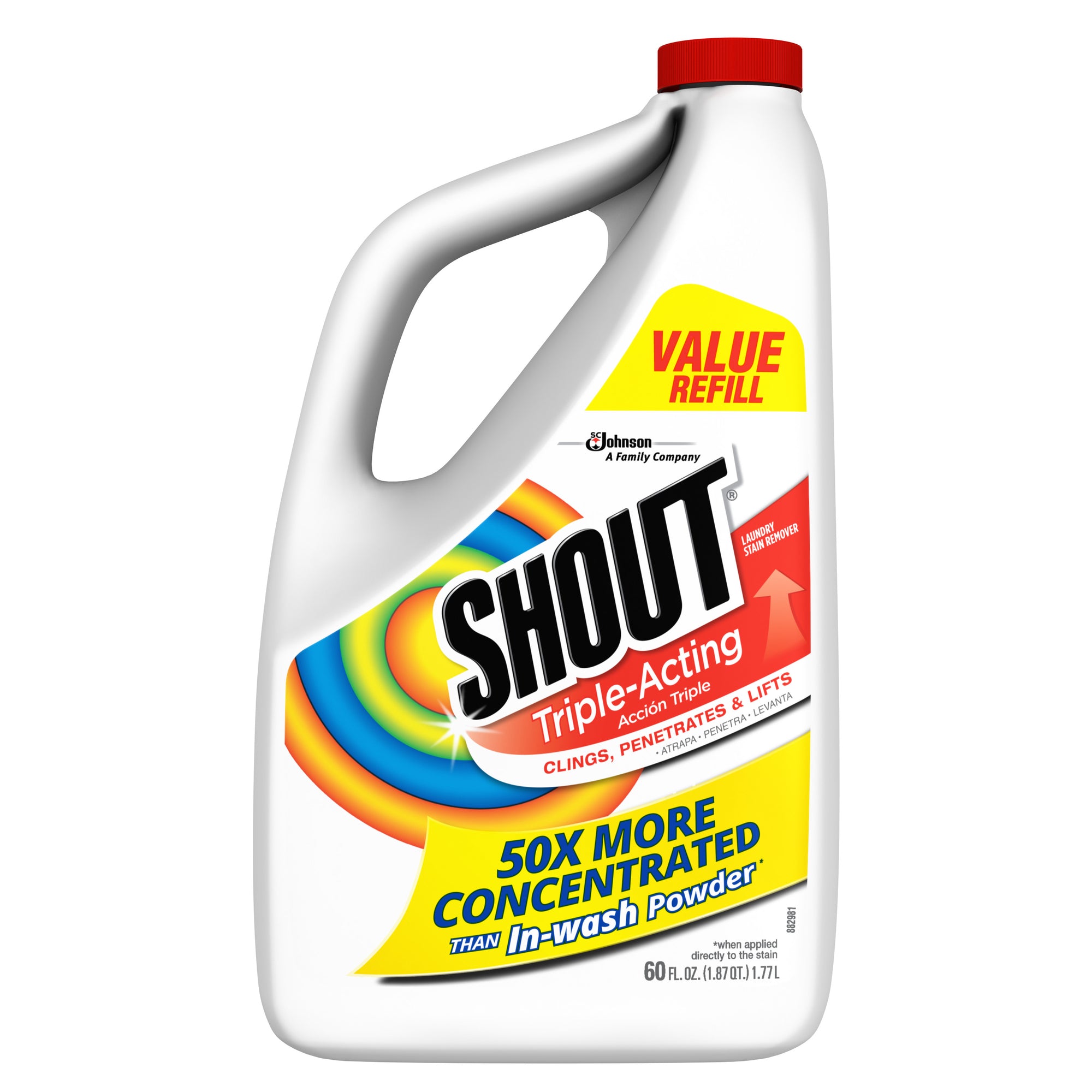 Shout Triple-Acting Laundry Stain Remover Refill, 60 Fl Oz
