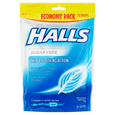 Halls Sugar Free Mountain Menthol Drops, 70 Ct