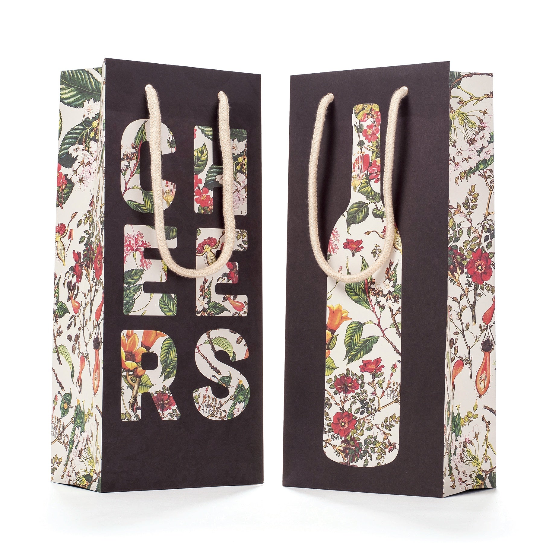 Wine Gift Bag Floral Silhouette