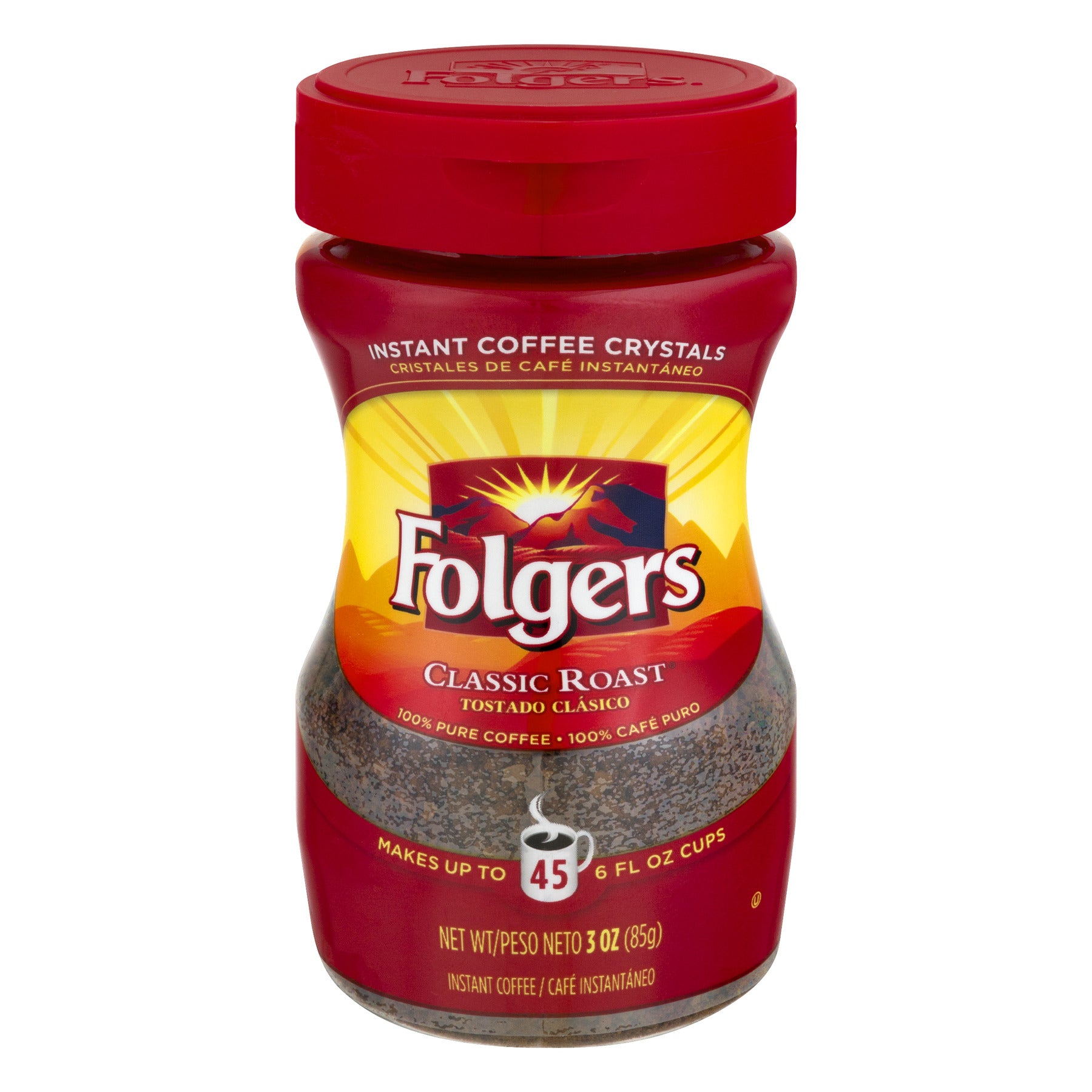 Folgers Classic Roast Instant Coffee, 3 Oz