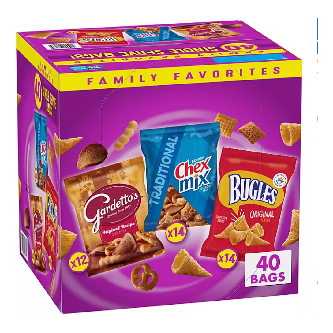 Bugles, ChexMix and Gardetto Variety Pack Snack Mix , 40 ct.