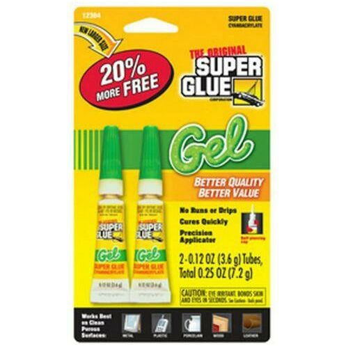 Super Glue Gel Tube, 0.12 Oz, 2 Ct