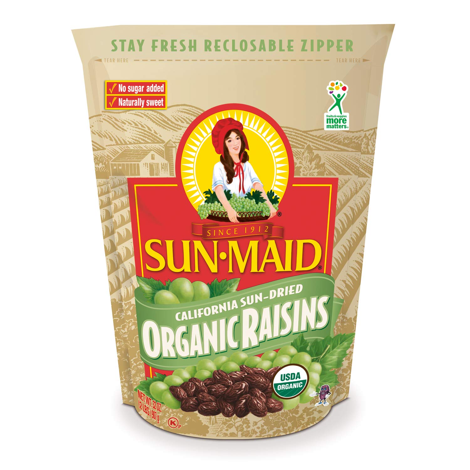 Sun-Maid Organic Raisins, 2 Lb Bag