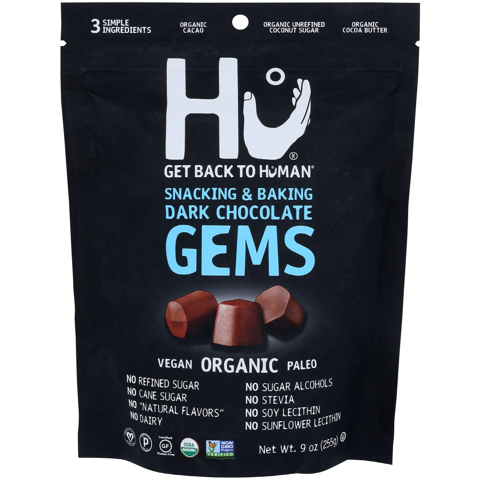 HU Get Back To Human Dark Chocolate Gems, 9 Oz