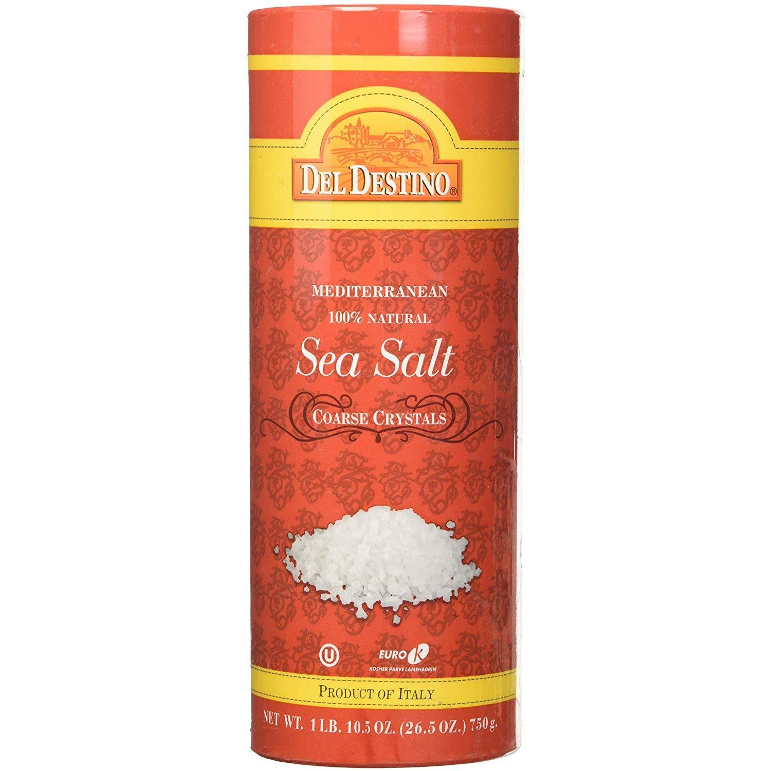 Del-Destino Mediterranean Sea Salt Coarse Crystals, 26.5 Oz