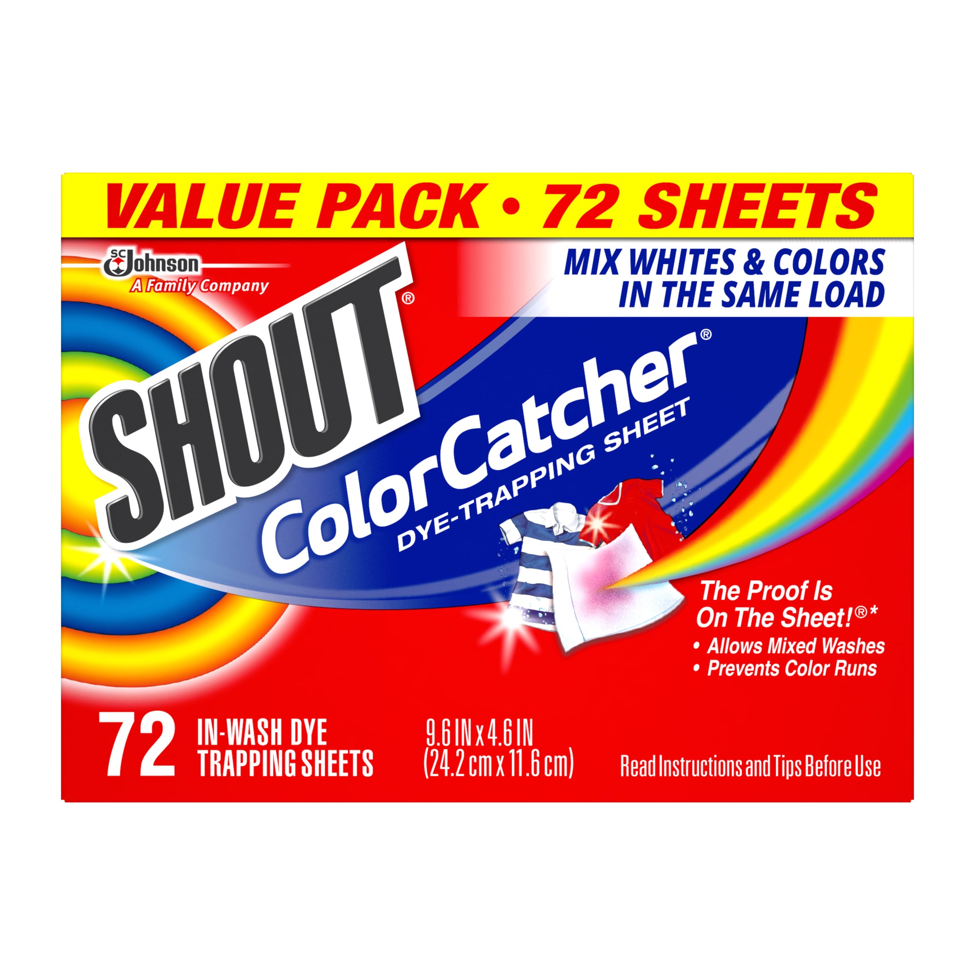 Shout Color Catcher Dye-Trapping Sheets, 72 Ct