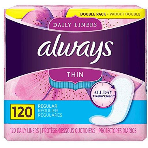 Always Daily Liners Thin 120 Ct