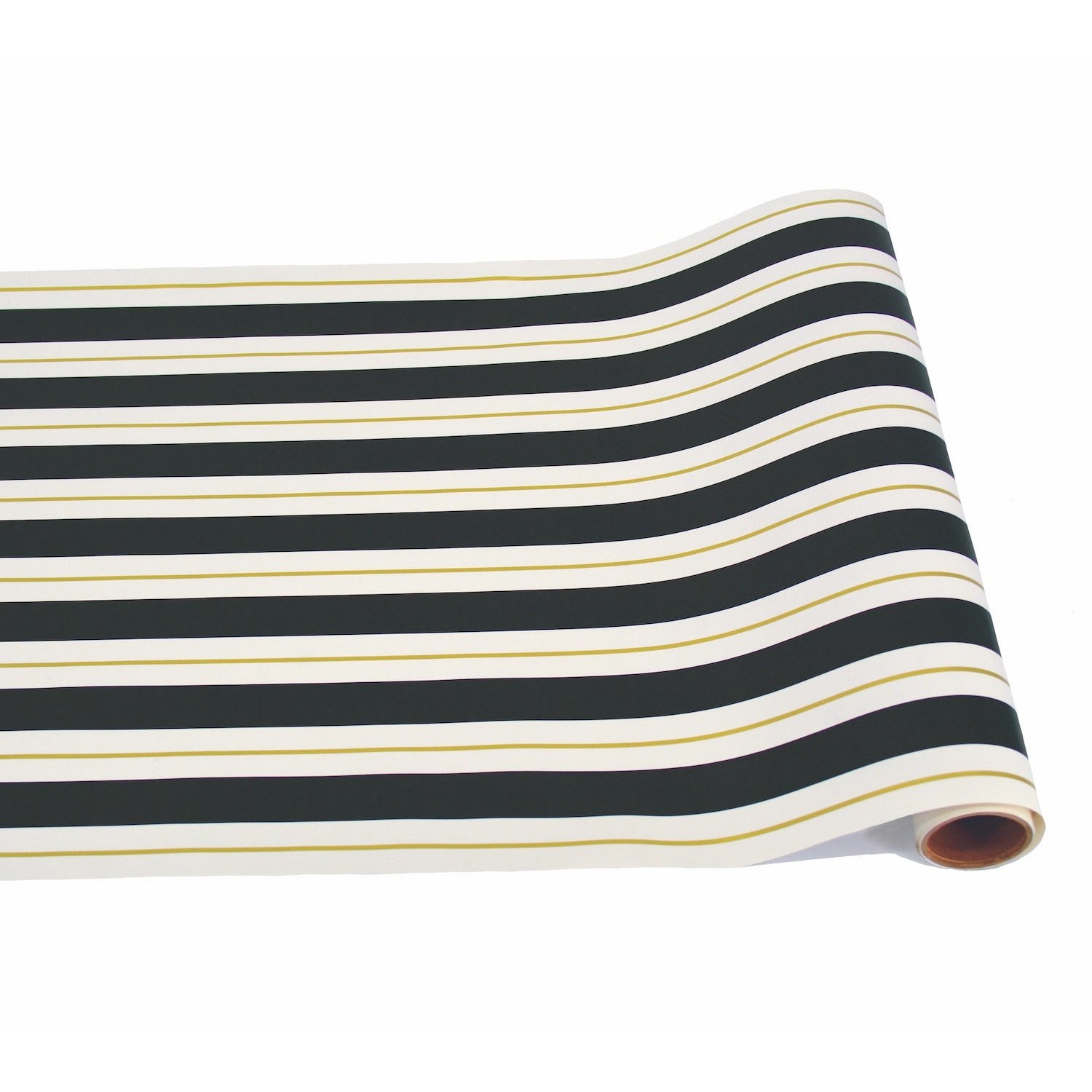 Table Runner Black & Gold Awning Stripe 20" x 25'