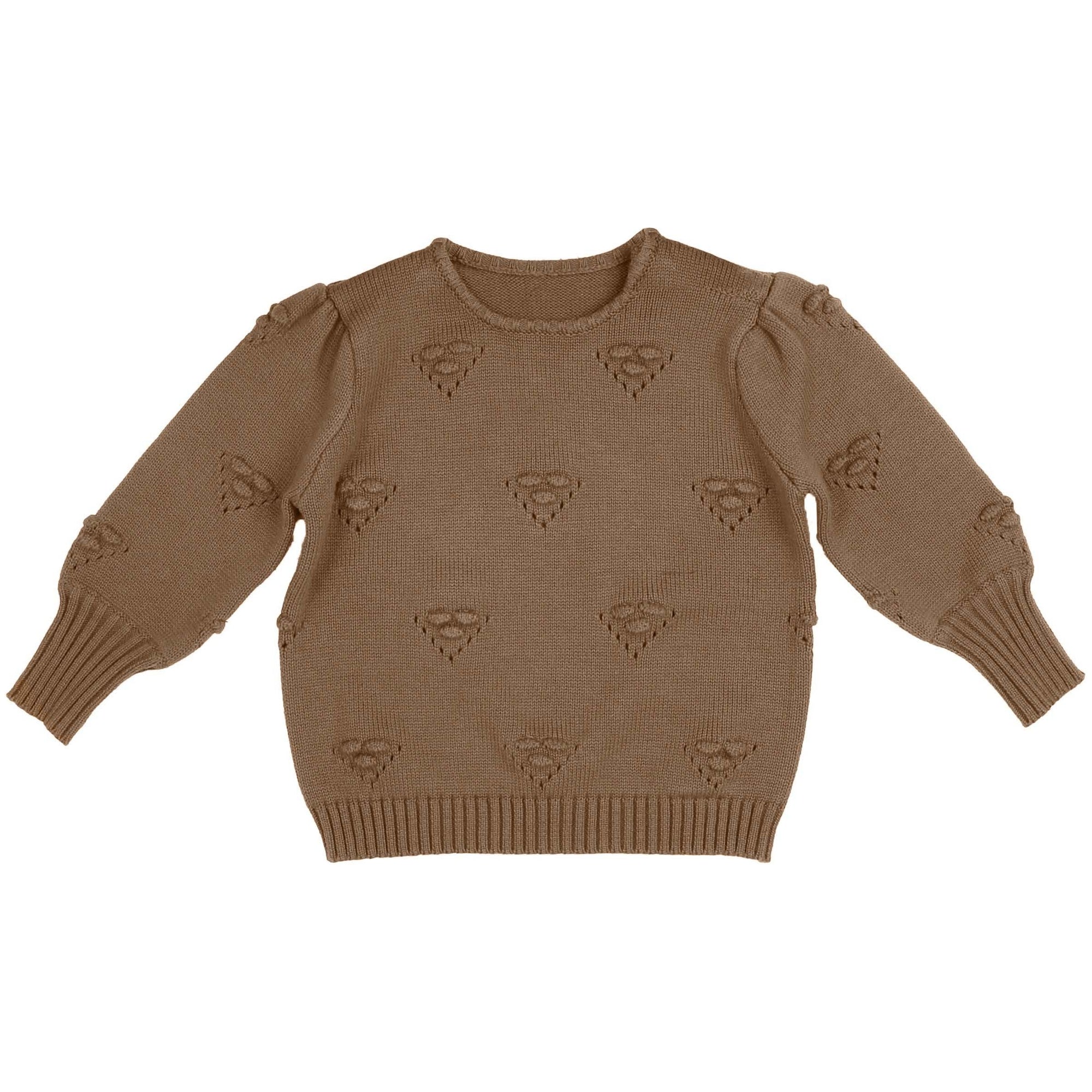 Belati Taupe Bubble Detail Knit Top 3y