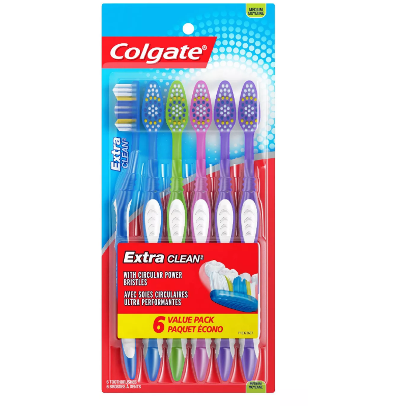 Colgate Extra Clean Toothbrushes, 6 Ct