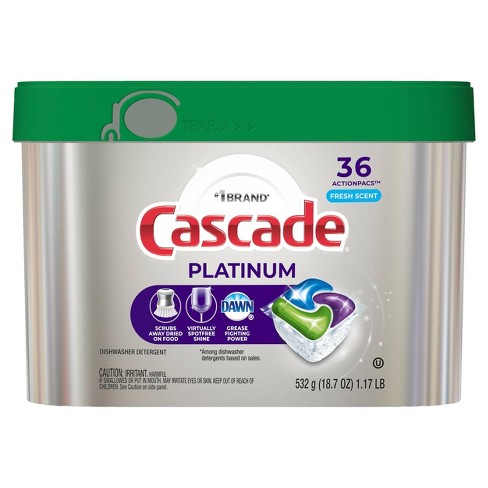 Cascade Platinum Actionpacs Dishwasher Detergent Fresh Scent, 36 Ct