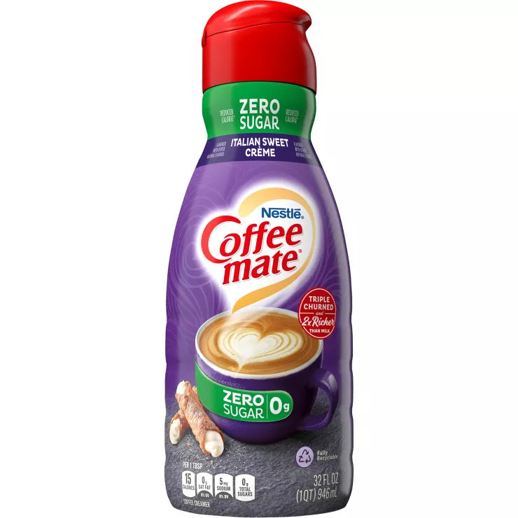 Coffeemate Zero Sugar Italian Sweet Creme Creamer, 32 Oz