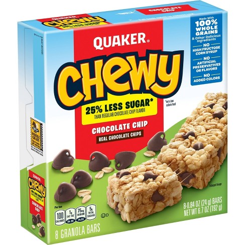 Quaker Chewy 25% Less Sugar Chocolate Chip Granola Bars, 8 Ct