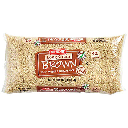 H-E-B Long Grain Brown Rice, 16 Oz