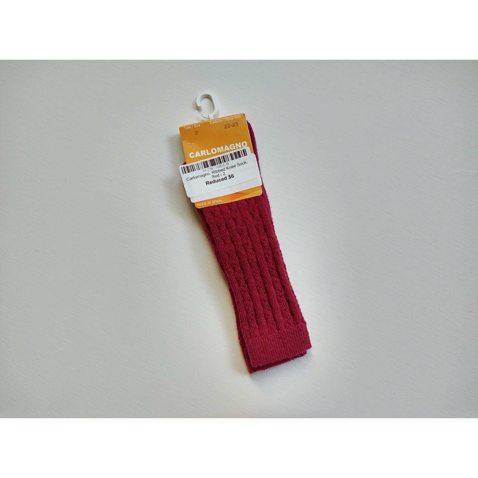 Carlomagno, Ribbed Knee Sock, Red